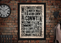 Conwy Town Letter Press Style Poster