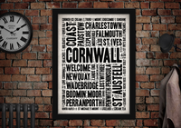 Cornwall County Letter Press Style Poster