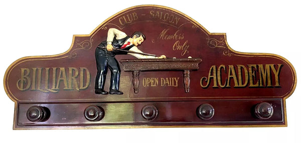 Country Corner Billiard Academy Coat Rack Sign