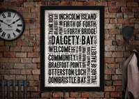 Dalgety Bay Letter Press Style Poster