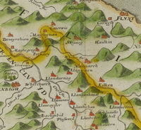 Denbighshire County Old North Wales Map c1576