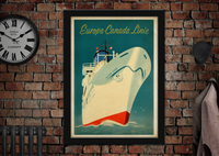 Europe Canada Line Vintage Cruise Shipping Poster