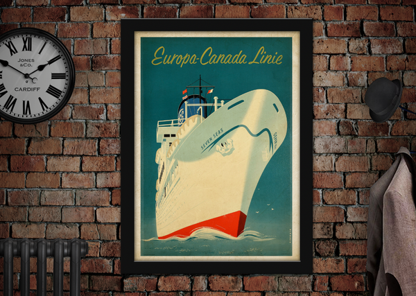 Europe Canada Line Vintage Cruise Shipping Poster