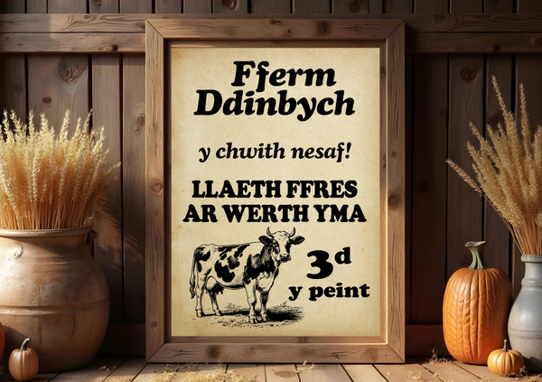 Fferm Ddinbych Denbigh Llaeth Ffres Poster