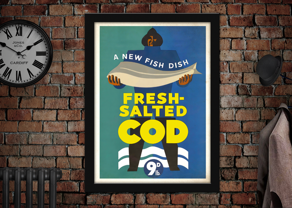 Fresh Salted Cod WWII Food Advertising Poster