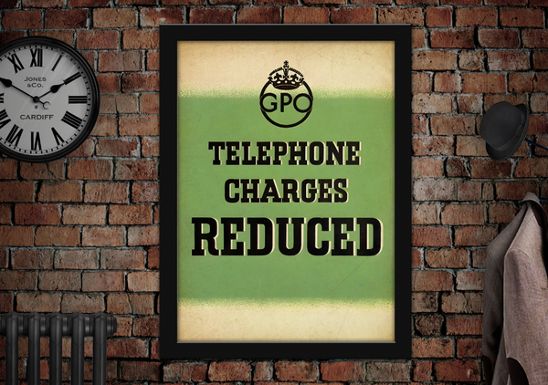 GPO Telephone Charges Reduced Vintage Style Poster