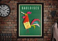 Gauloises Chicken Rooster Cigarettes French Vintage Style Poster