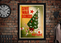 Give War Bonds WWII Christmas Propaganda Poster