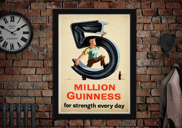 Guinness for Strength Iron Girder 5 Million Daily Vintage Style Advertising Poster
