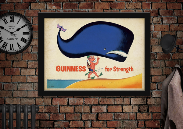 Guinness for Strength Whale Vintage Style Advertising Poster