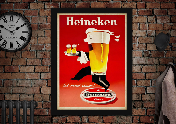 Heineken Vintage Style Beer Drinks Advertising Poster