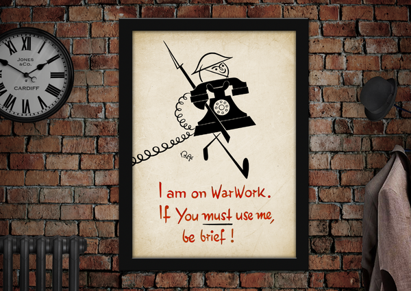 I am on War Work Use Me Be Brief WWII Vintage Style GPO Poster