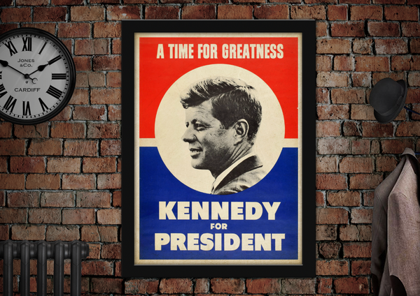 JFK Kennedy For President A Time for Greatness Vintage Style Poster