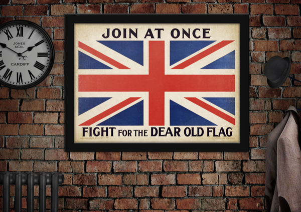 Join at Once World War II British Flag Propaganda Poster