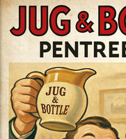 Jug & Bottle Fairwater Pentrebane Cardiff Vintage Advertising Poster