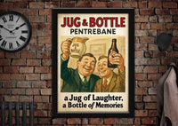 Jug & Bottle Fairwater Pentrebane Cardiff Vintage Advertising Poster