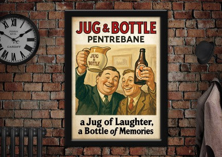 Jug & Bottle Fairwater Pentrebane Cardiff Vintage Advertising Poster