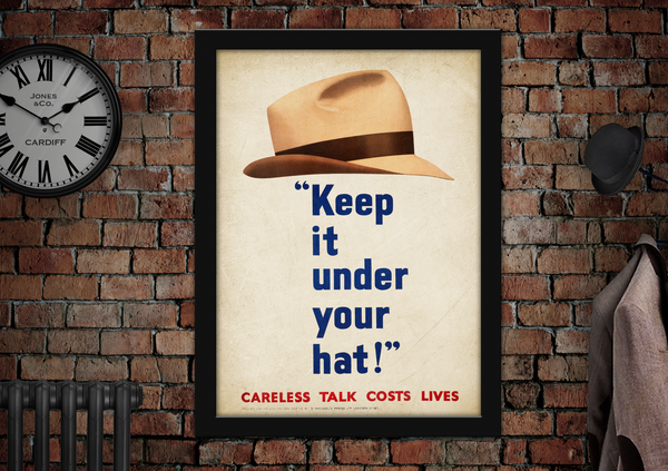 Keep it Under Your Hat Careless Talk WWII War Propaganda Poster