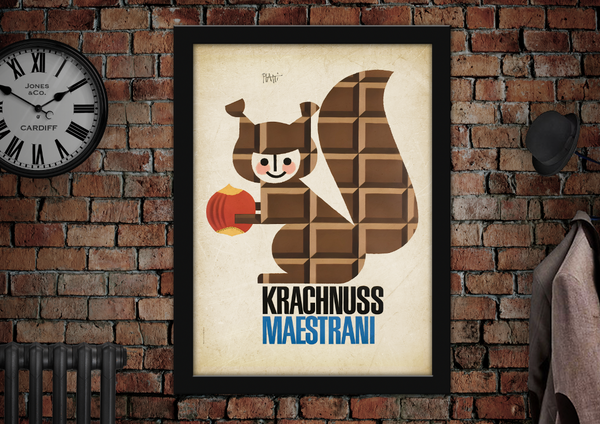 Krachnuss Maestrani Chocolate Advertising Poster