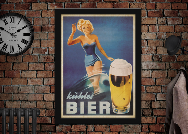 Kuhles Bier Vintage Style Advertising Drinks Poster