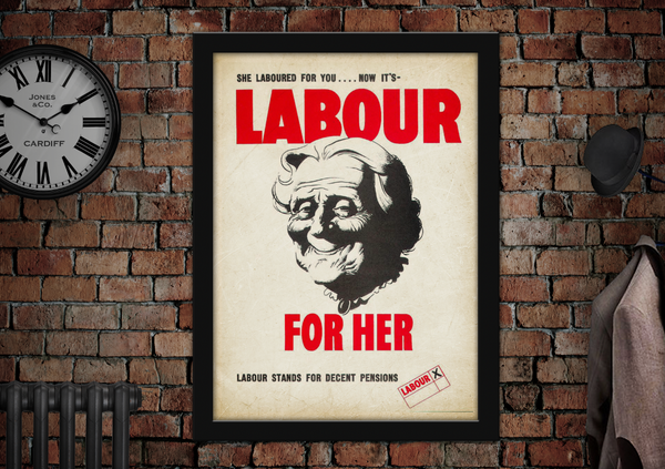 Labour for Her Decent Pensions Vintage Style Political Poster