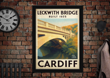 Leckwith Bridge Canton Cardiff Vintage Style Poster