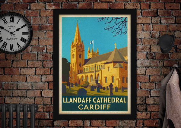 Llandaff Cathedral Cardiff Art Poster Print
