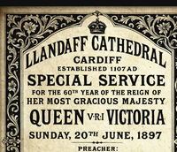 Llandaff Cathedral Cardiff Vintage Church Service Advertising Board Poster