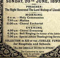 Llandaff Cathedral Cardiff Vintage Church Service Advertising Board Poster