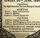 Llandaff Cathedral Cardiff Vintage Church Service Advertising Board Poster