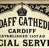 Llandaff Cathedral Cardiff Vintage Church Service Advertising Board Poster