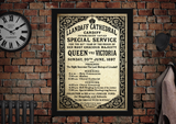 Llandaff Cathedral Cardiff Vintage Church Service Advertising Board Poster