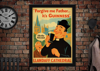 Llandaff Cathedral Cardiff Vintage Guinness Advertising Poster