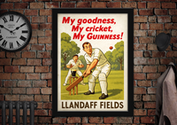 Llandaff Fields Cardiff Cricket Vintage Guinness Advertising Poster
