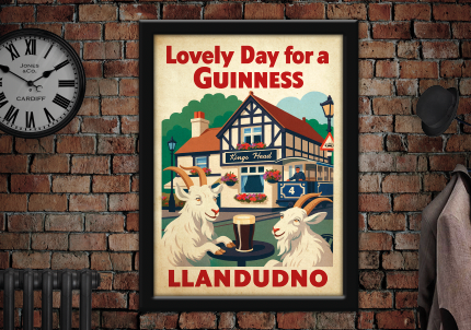 Llandudno Kings Head Great Orme Goats Guinness Poster