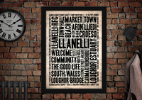 Llanelli Towns Letter Press Style Poster