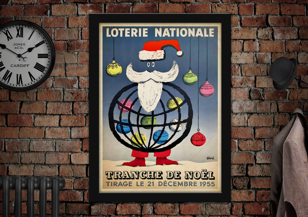 Loterie Nationale Tranche De Noel French Christmas Vintage Style Poster