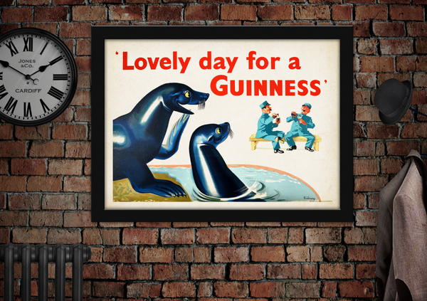 Lovely day for a Guinness Seals Zoo Vintage Style Advertising Poster