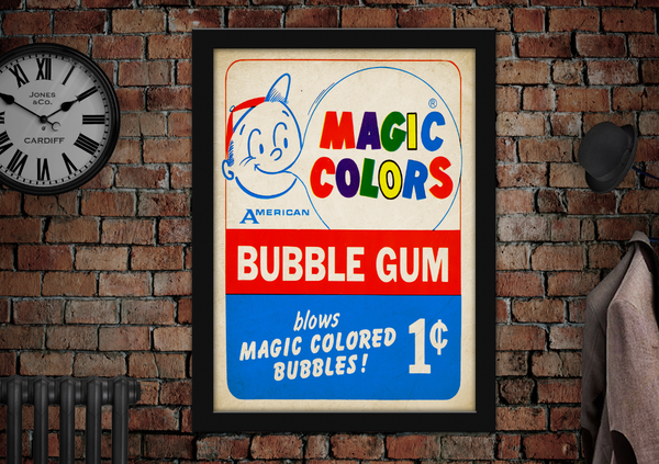 Magic Colors Bubble Gum American Vintage Advertising Poster