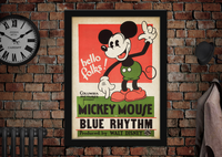 Mickey Mouse Blue Rhythm Vintage Style Poster
