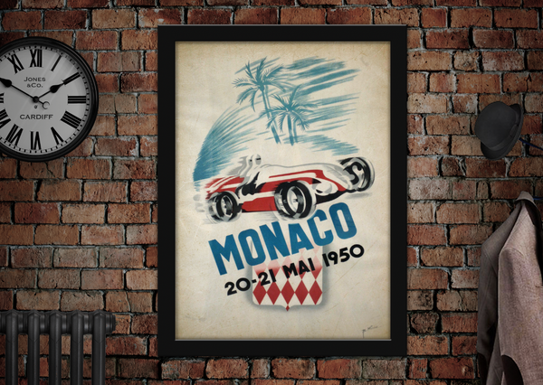 Monaco 1950 Vintage Racing Poster