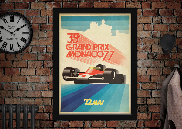 Monaco 1977 Grand Prix Vintage Racing Poster