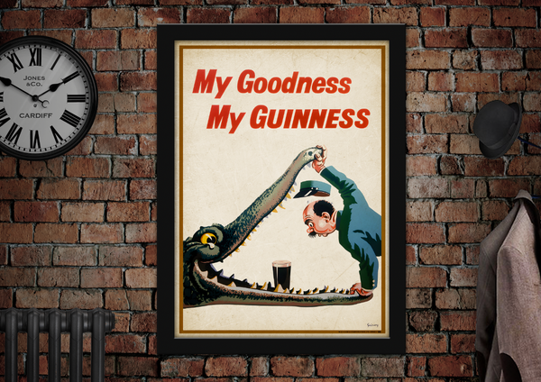 My Goodness My Guinness Crocodile Vintage Style Advertising Poster