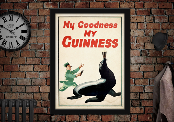 My Goodness My Guinness Seal at Zoo Vintage Style Advertising Poster