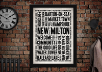 New Milton English Towns Letter Press Style Poster