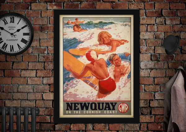Newquay Cornwall GWR Vintage Railway Poster