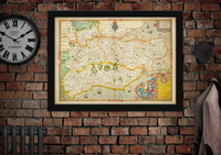 Old Map of Kent, Sussex, Surrey and Middlesex c1575