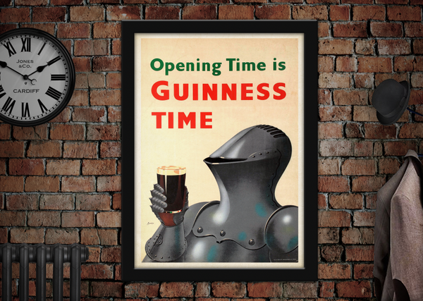 Opening Time is Guinness Time Knight in Armour Vintage Style Poster