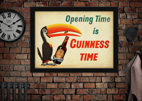 Opening Time is Guinness Time Toucan Vintage Style Poster