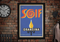 Orangina Bottled Drink on Table Soif Vintage Style Drinks Poster